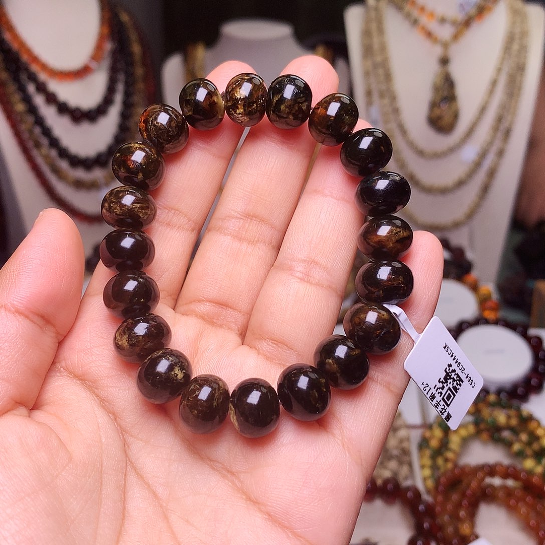 琥珀未镶嵌裸石黑花12-564