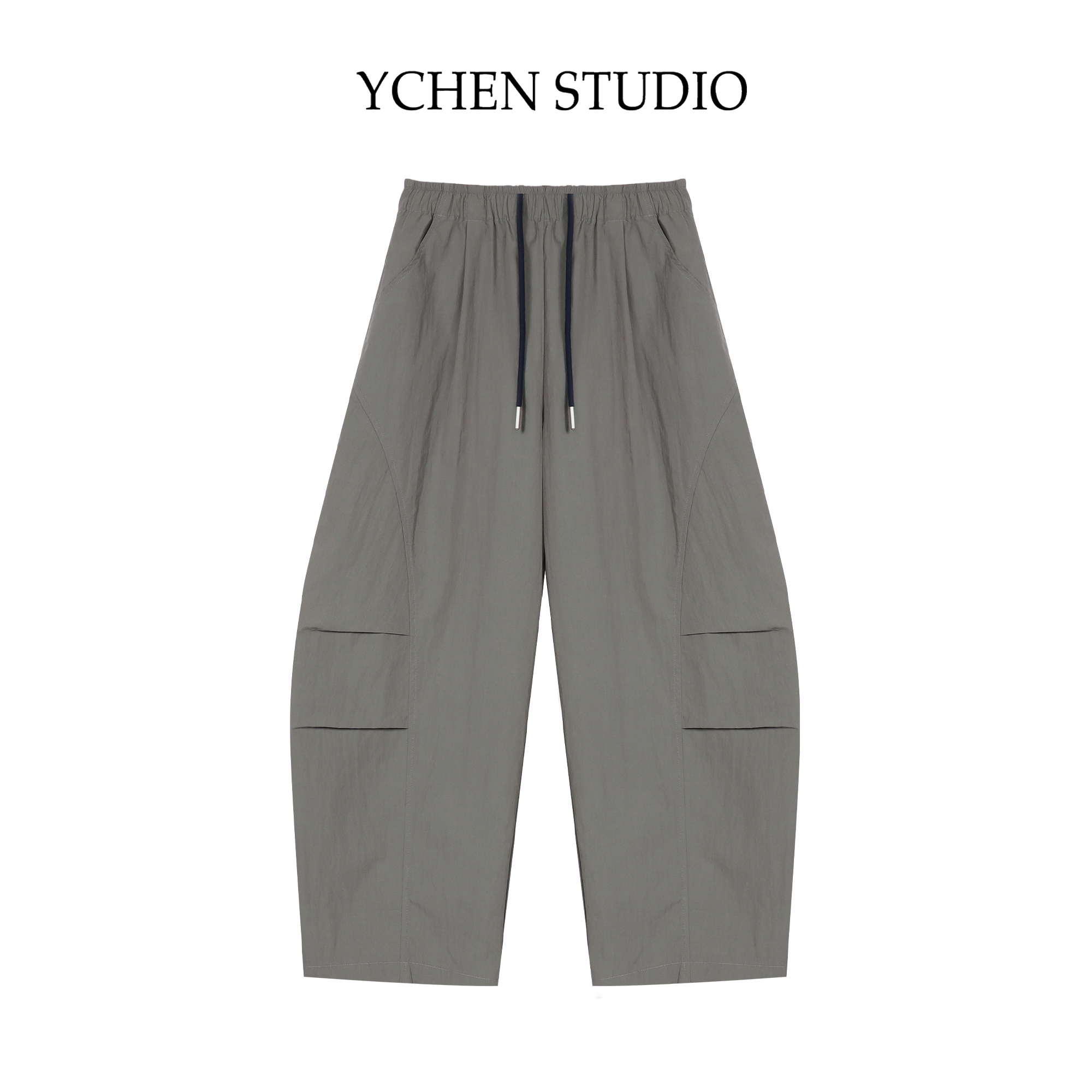 YCS【青苗】夏季新款松紧腰抽绳光板休闲裤宽松显瘦弯刀裤Y1226