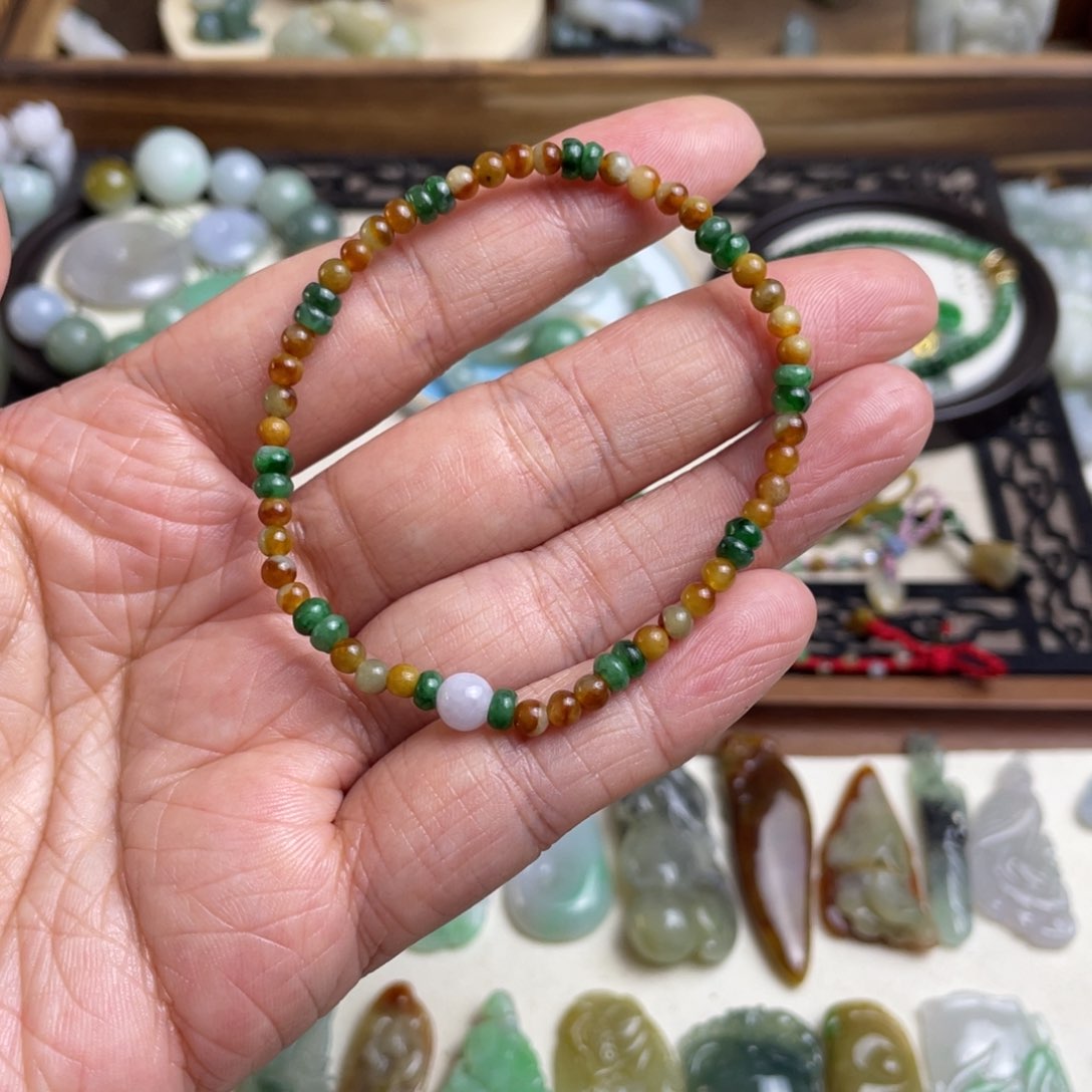 翡翠手链未镶嵌小米珠手链