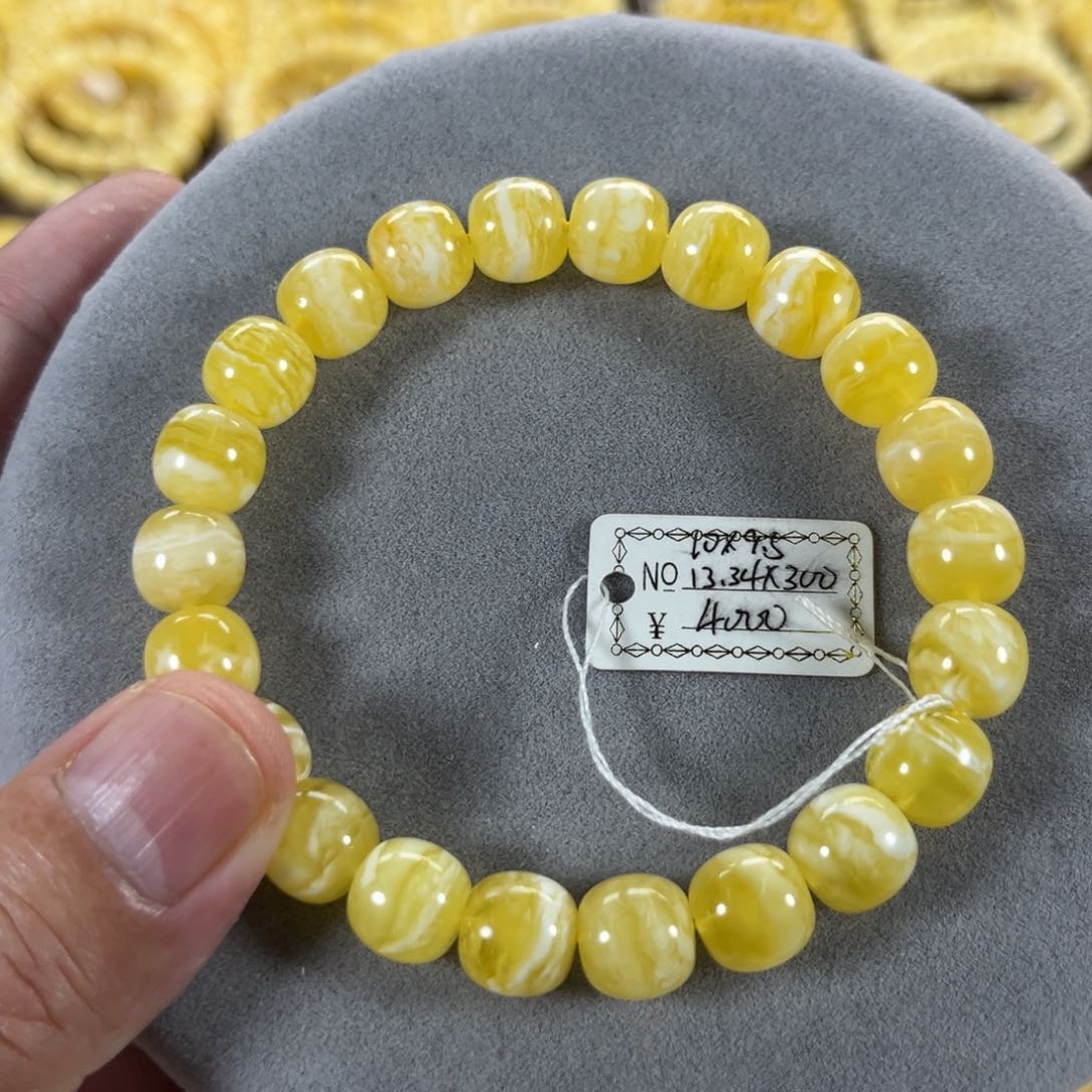 未镶嵌蜜蜡手串纯天然俄料金瓷白花虎皮