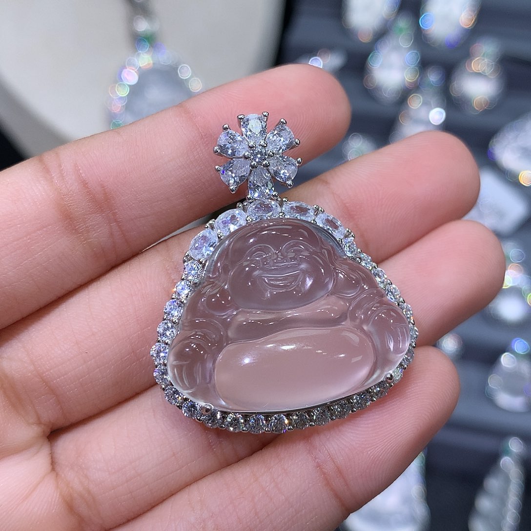 石英质玉颈饰银S925镶嵌小*。33