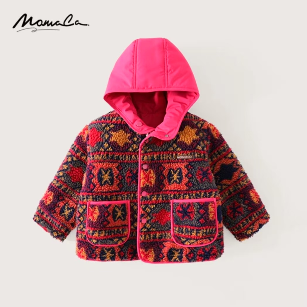 MOMOCO冬季儿童新款时尚小众两面穿费尔岛毛毛外套75880123018