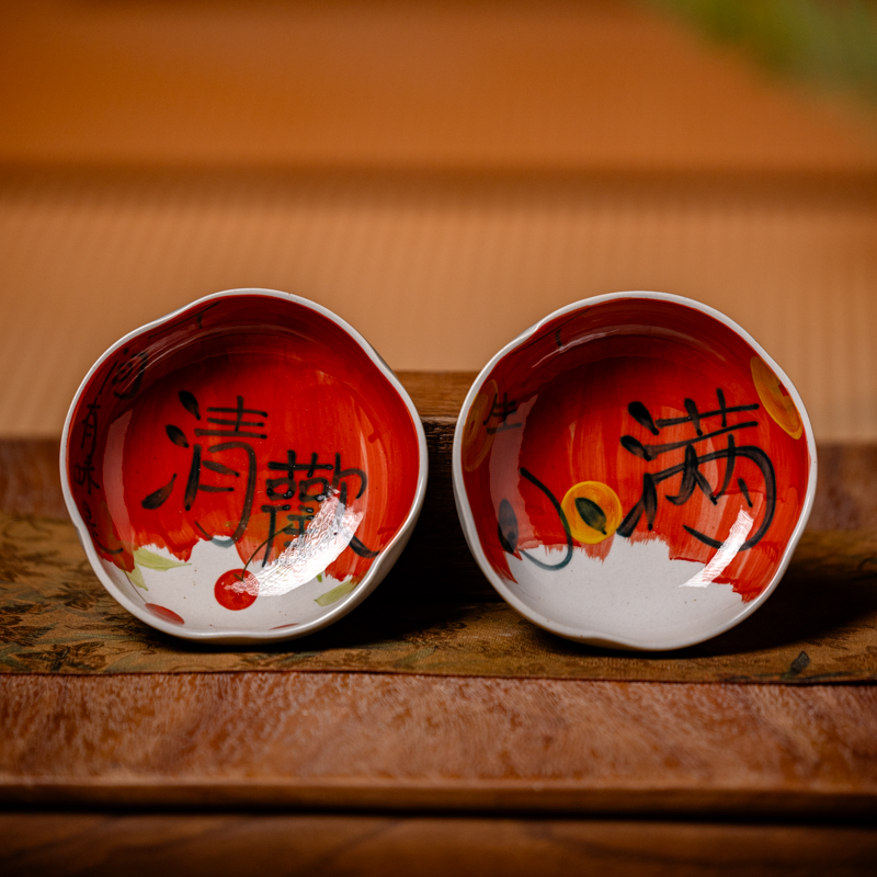 一对景德镇高温釉下彩手工手绘设计师款式0301+0302