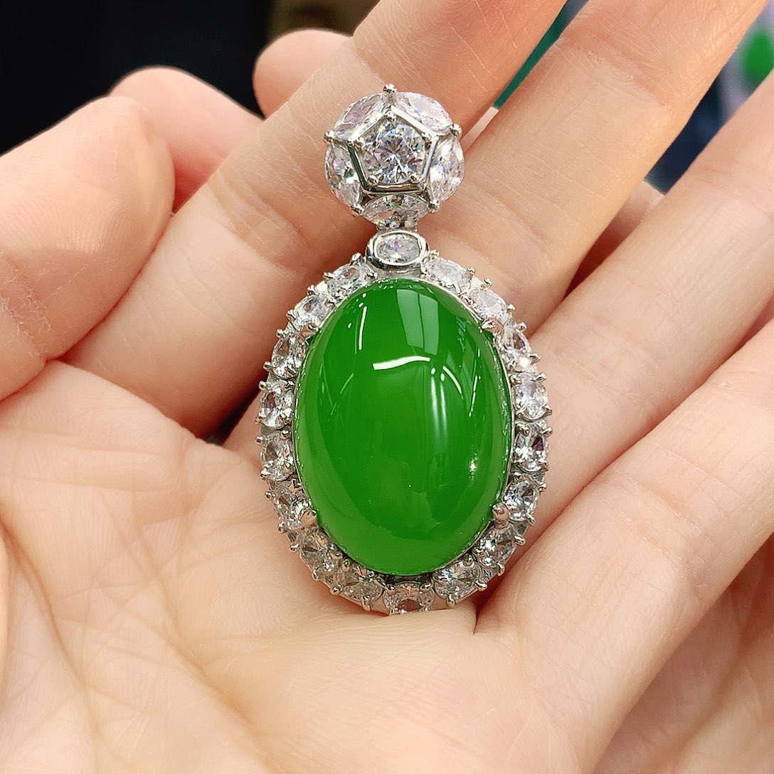 银S925镶嵌吊坠玛瑙/玉髓