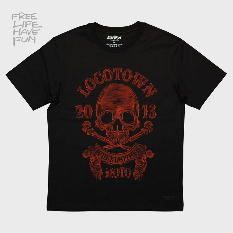 25新款072机车服饰重磅200G纯棉健身T恤美式骷髅头圆领大码摇滚