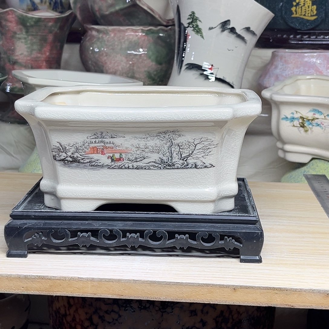 陶瓷绿植多肉微瑕花盆外口径：20*15*9.5