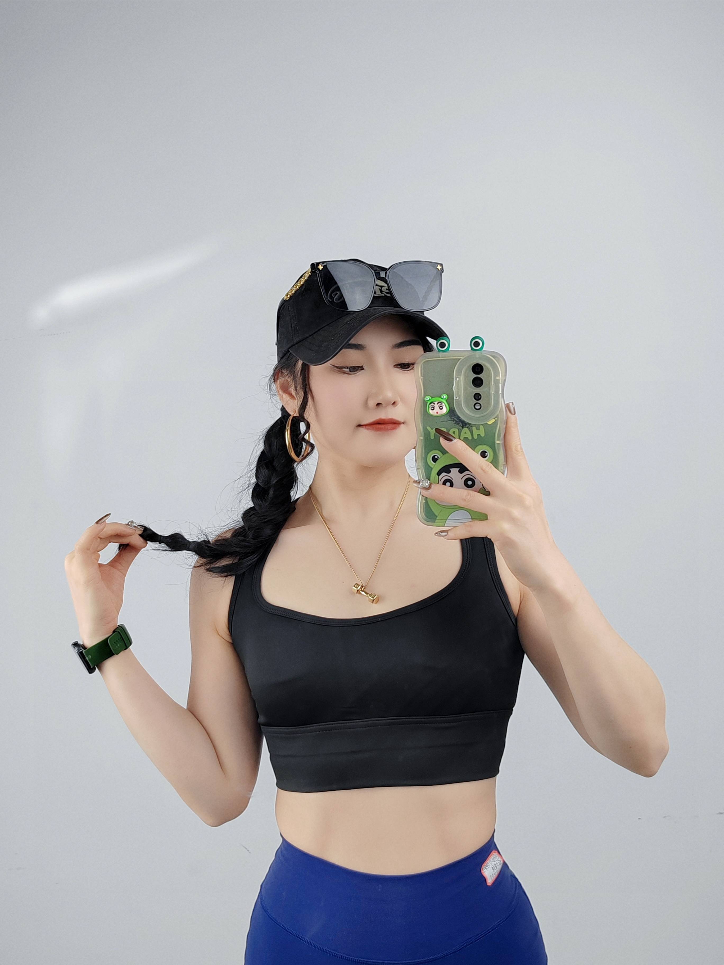 时尚款~纯色修身显瘦宽肩带TAMA运动健身一根绳美背女（50FG）