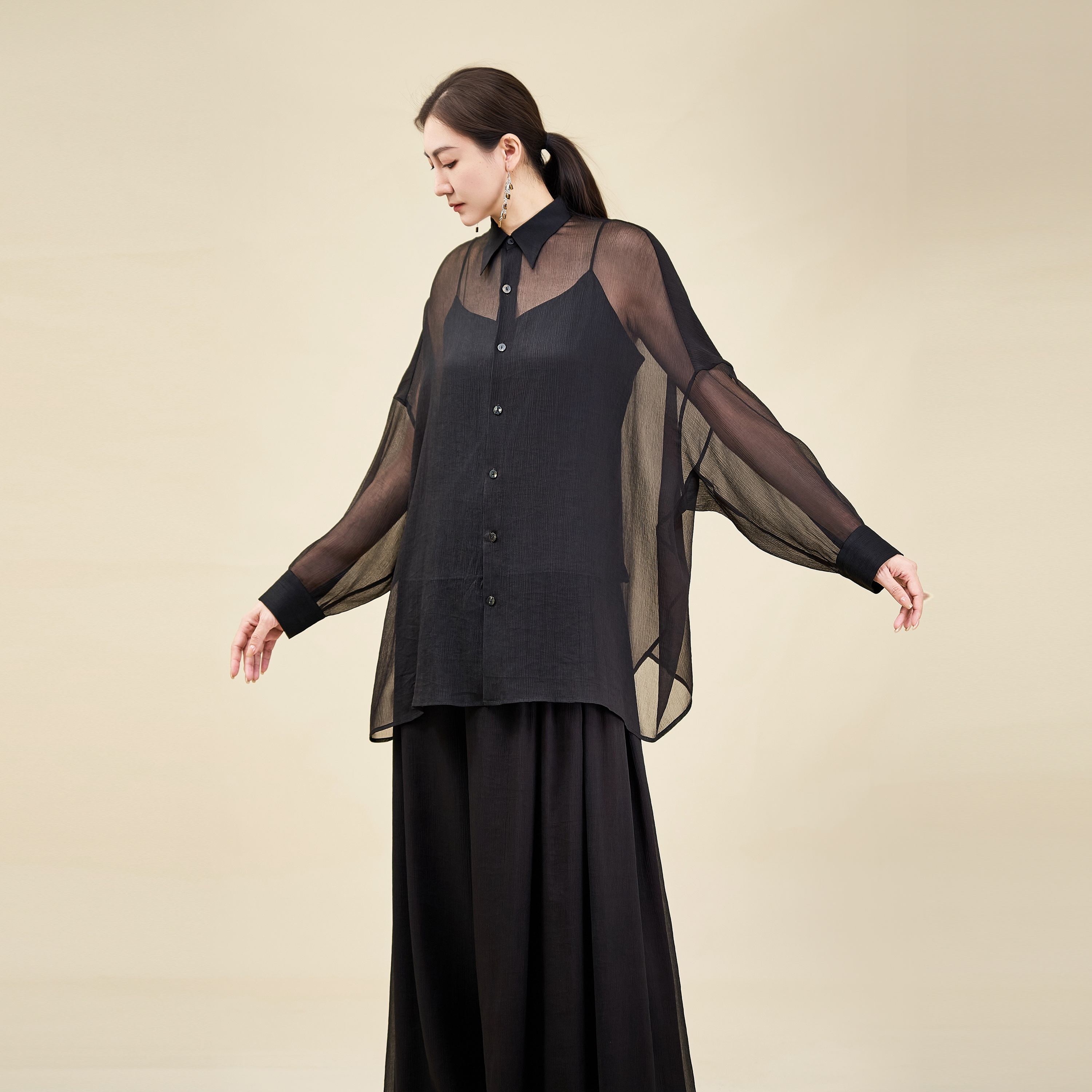 【栖香锦】顺纡邹 香云纱  设计师款 衬衫 上衣