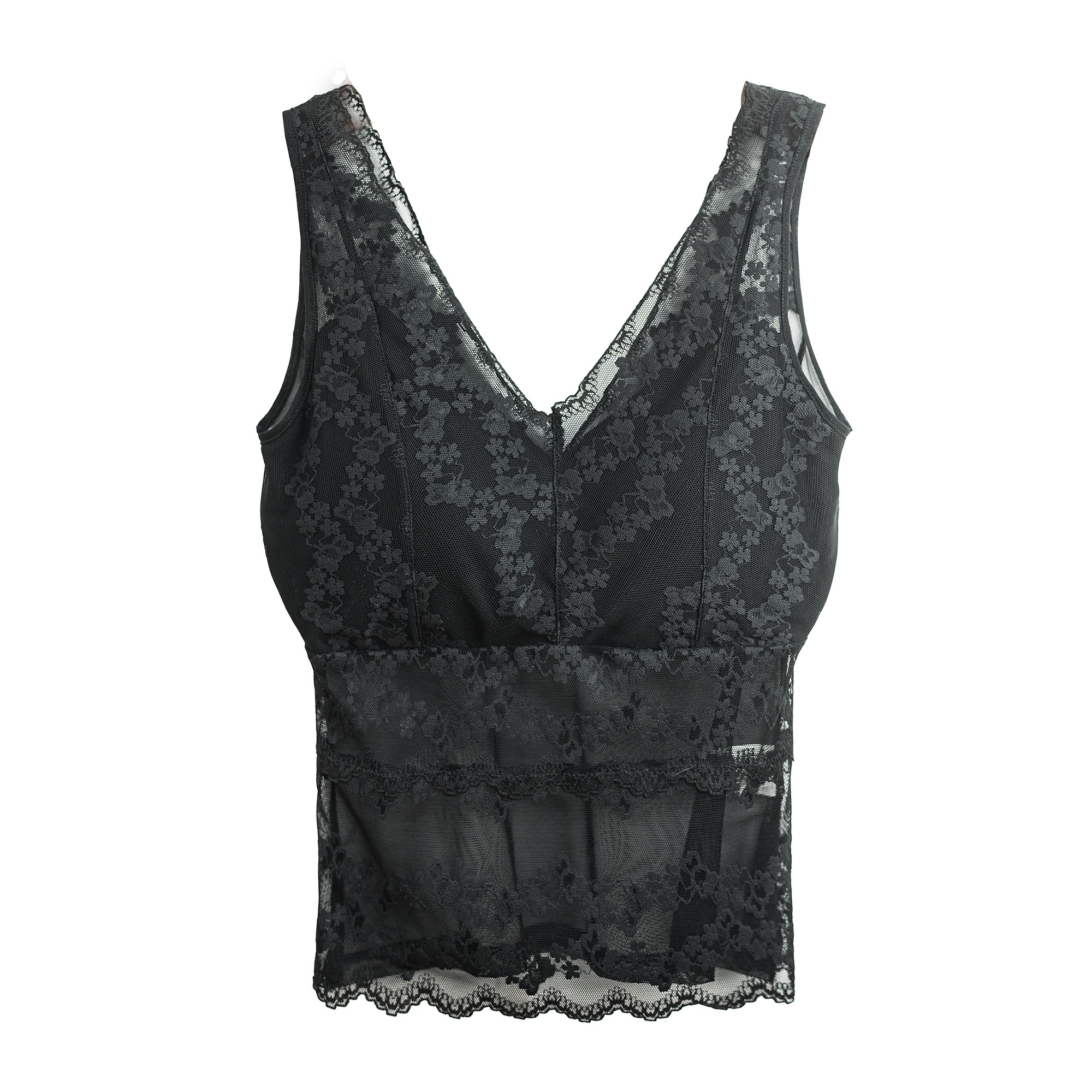 春夏黑亮新款蕾丝吊带背心美背2403003