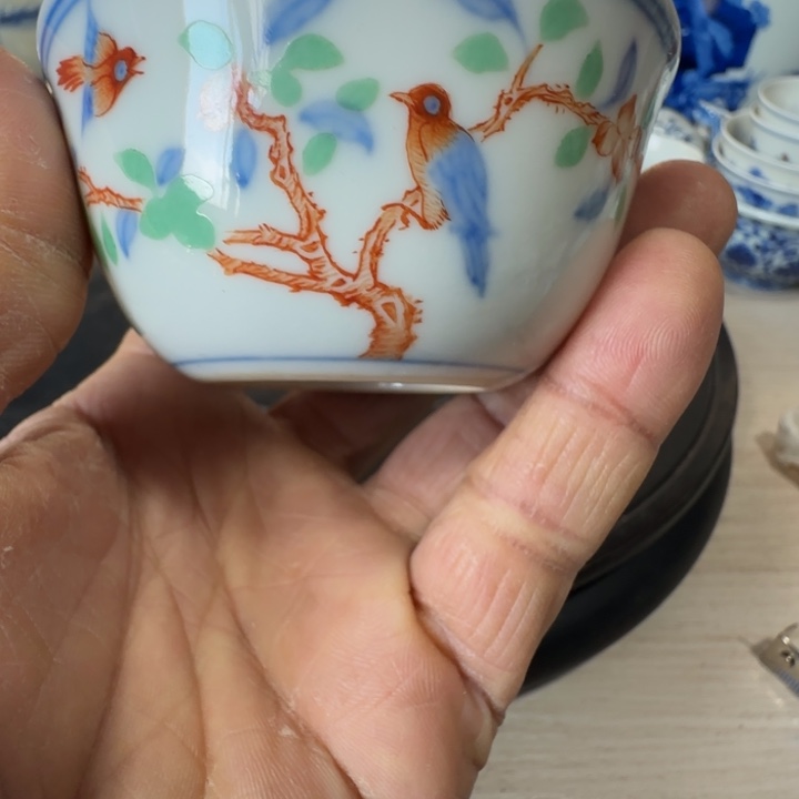 c***a摆件青花花卉小小摆件