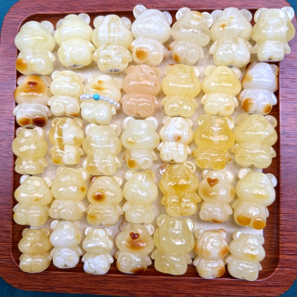 天然琥珀蜜蜡小熊，对图拍款（抖音基地发货，带证书）