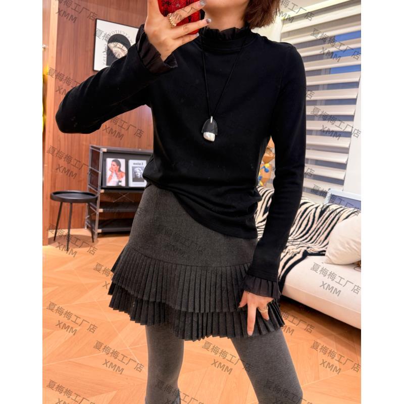 XMM.【木耳边加热打底衫】冬打底百搭卫衣针织长袖纯色修身Mm663296