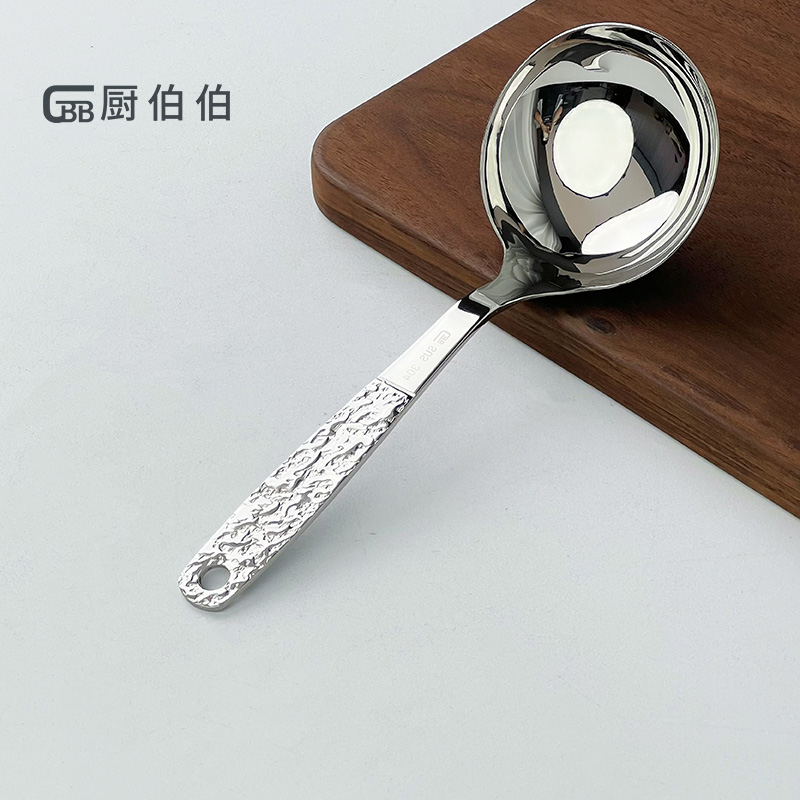 锤纹大圆勺304不锈钢锤纹小蛮腰大圆勺汤勺