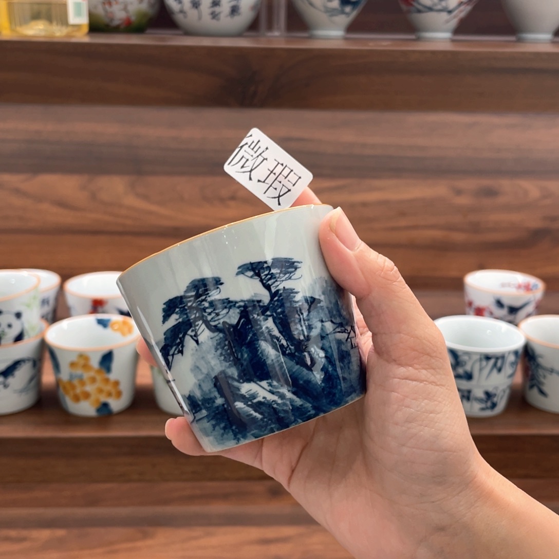 釉下手绘茶具微瑕