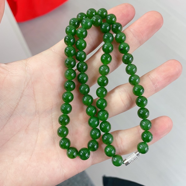 天然和田玉碧玉妈妈链约7-8mm多样性发其一ly带天然矿物质结构