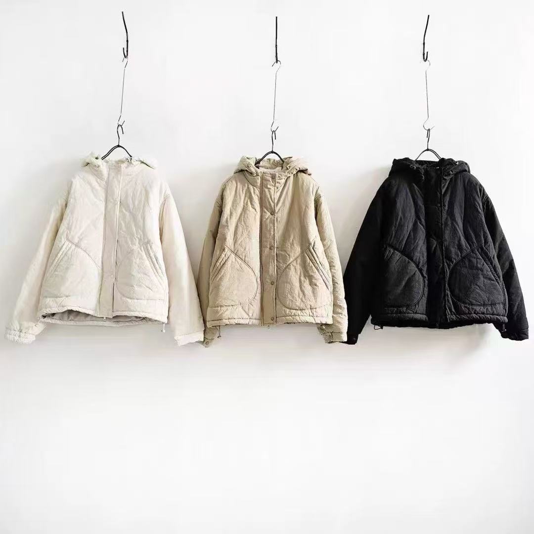 东大门pu连帽棉衣