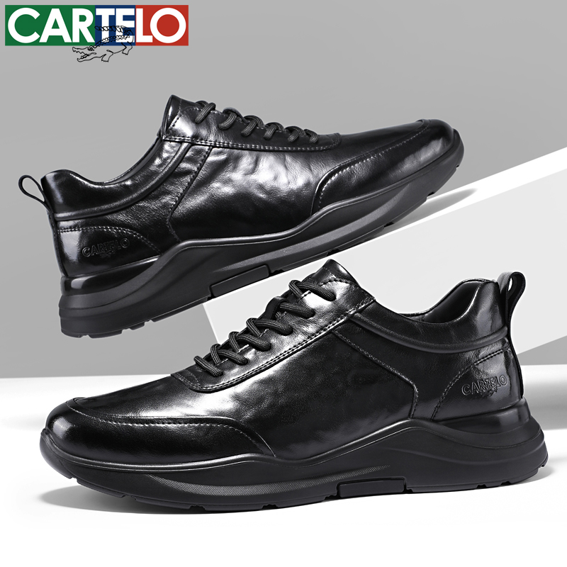 卡帝乐鳄鱼2025年真皮休闲皮鞋复古男士商务透气防滑百搭系带男鞋