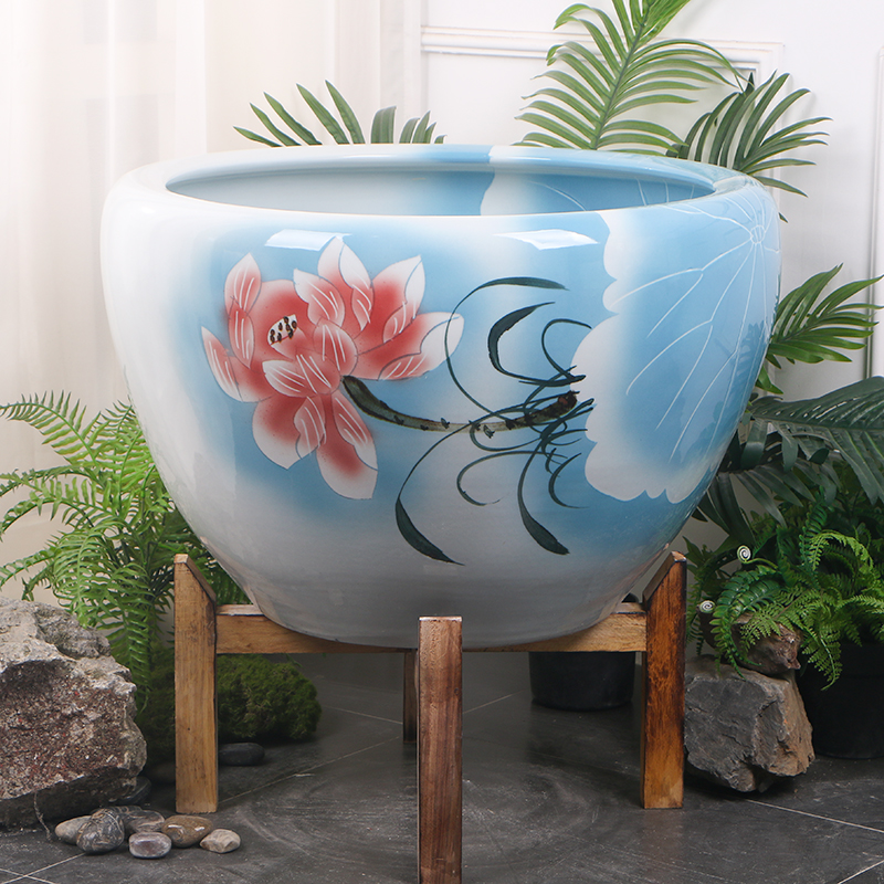 陶瓷大水缸大型鱼缸可养睡莲荷花锦鲤鱼乌龟适用于庭院阳台客厅