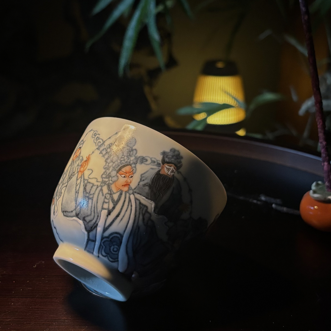 几道家珍人物小众设计擒五王白瓷主人杯手绘瓷杯茶杯陶瓷160cc