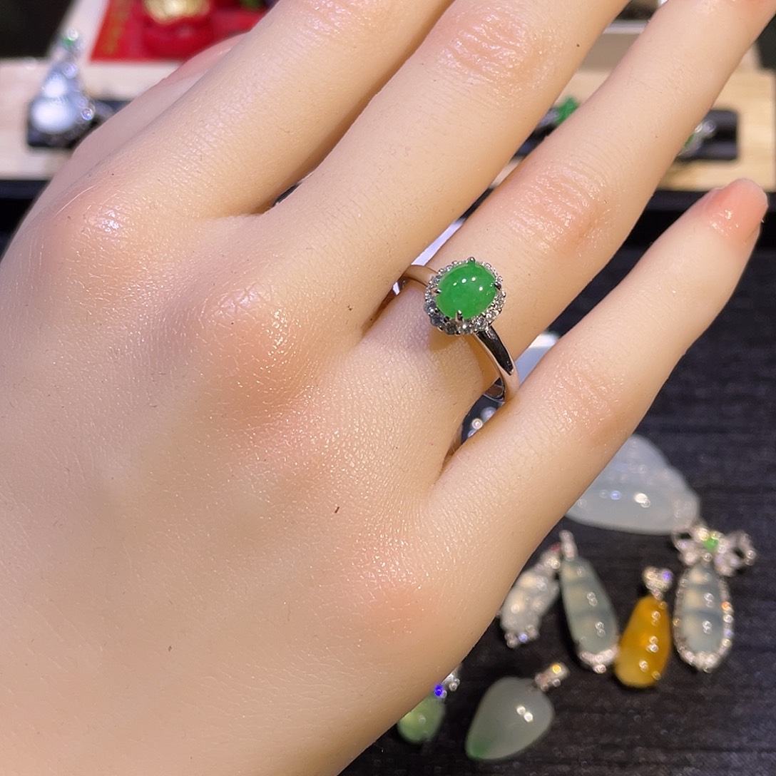 翡翠银S925镶嵌戒指