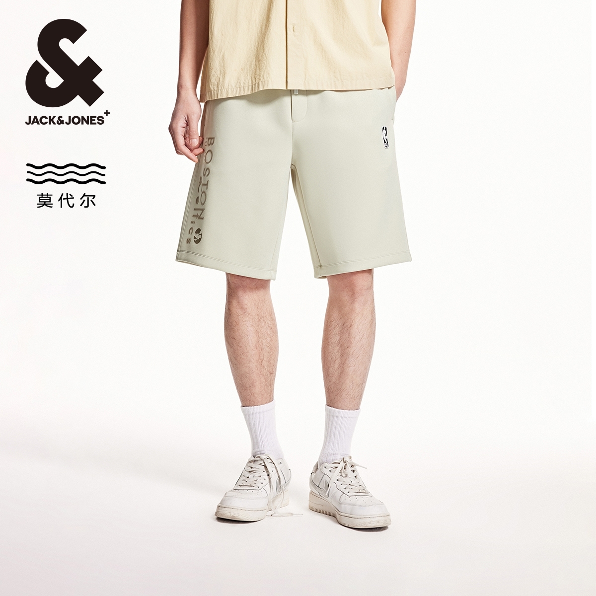 杰克琼斯秋季NBA联名款凯尔特人队短裤松紧抽绳舒适宽松休闲裤子