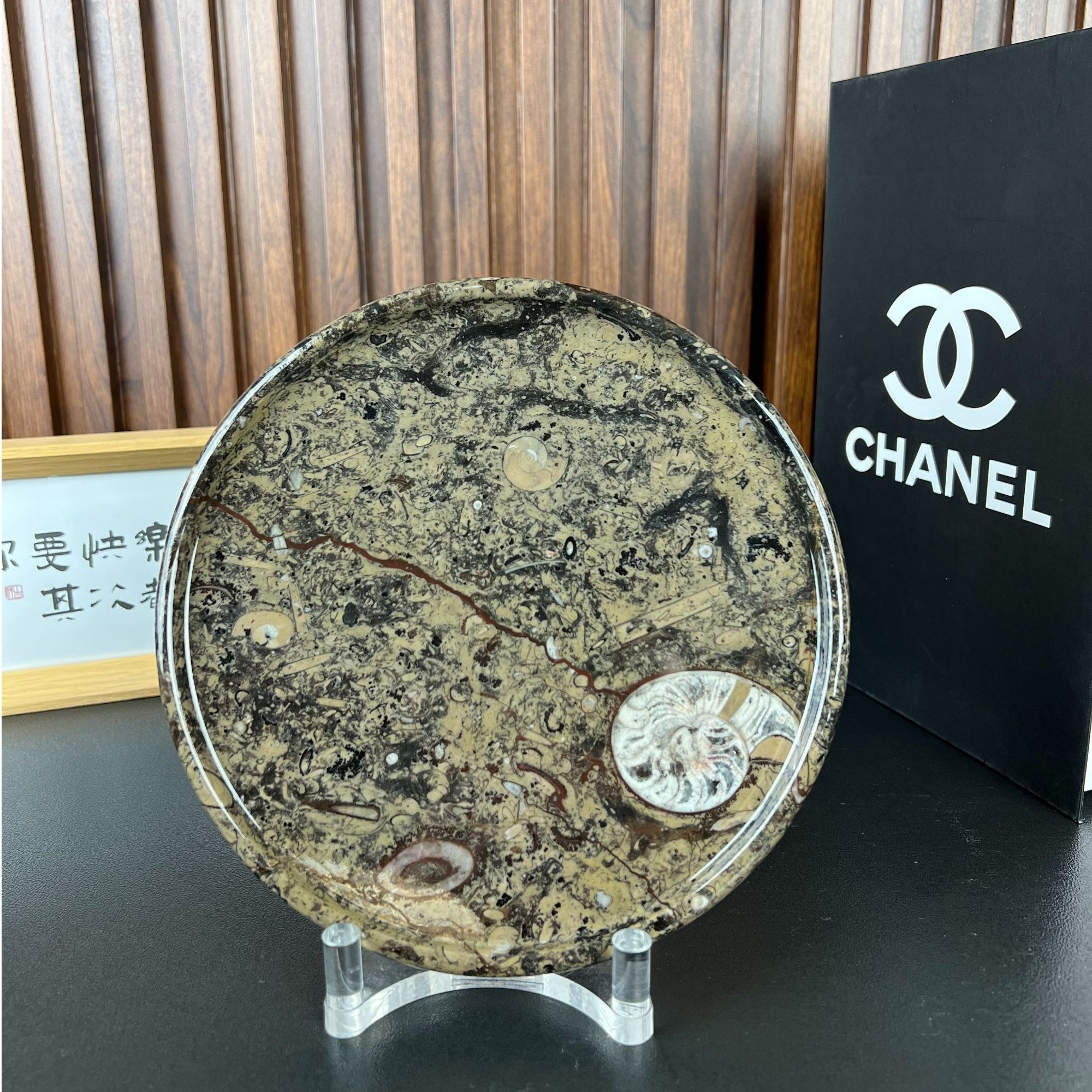 天然大理石奢石沧海侏罗圆盘---直径20cm厚1.8cm
