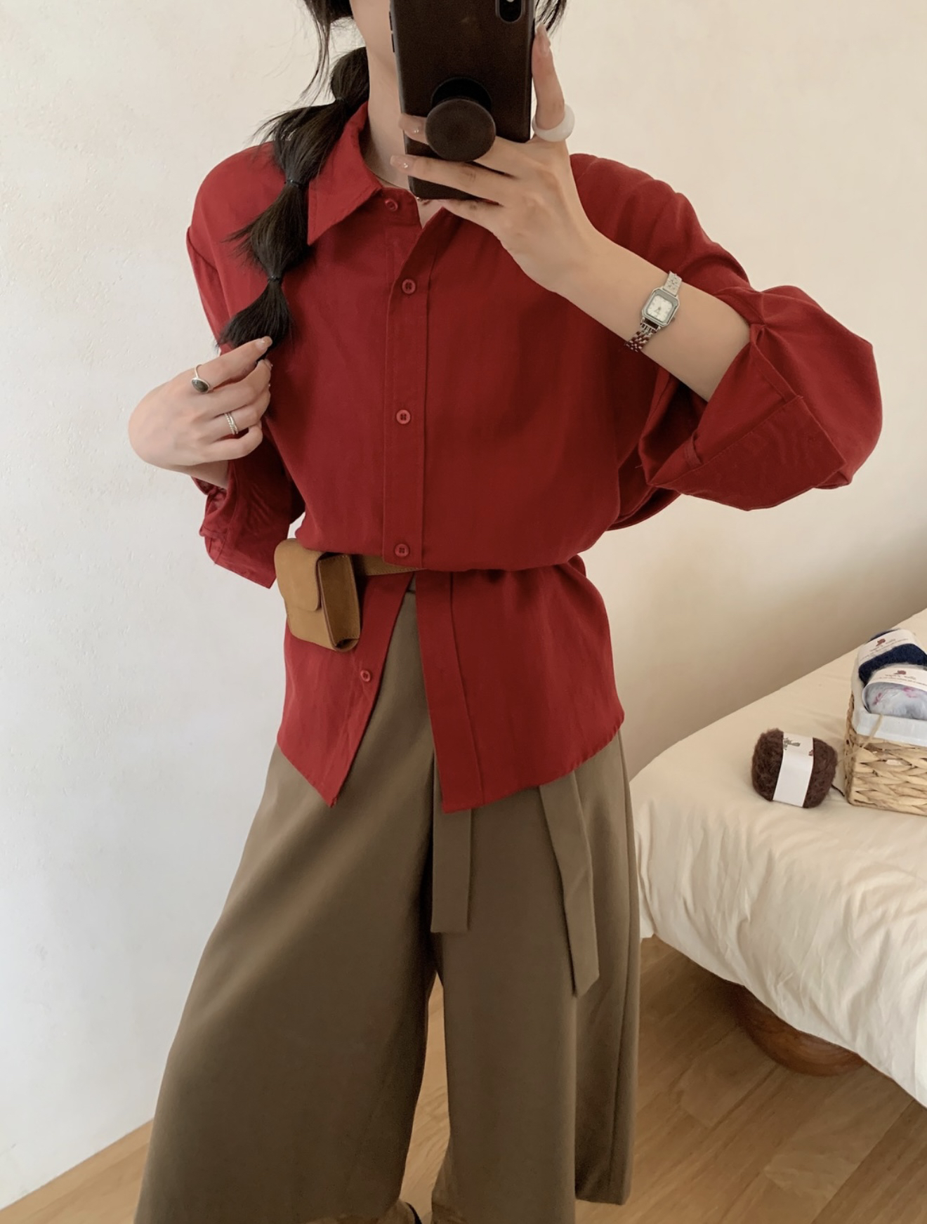 高级感复古长袖显瘦上衣