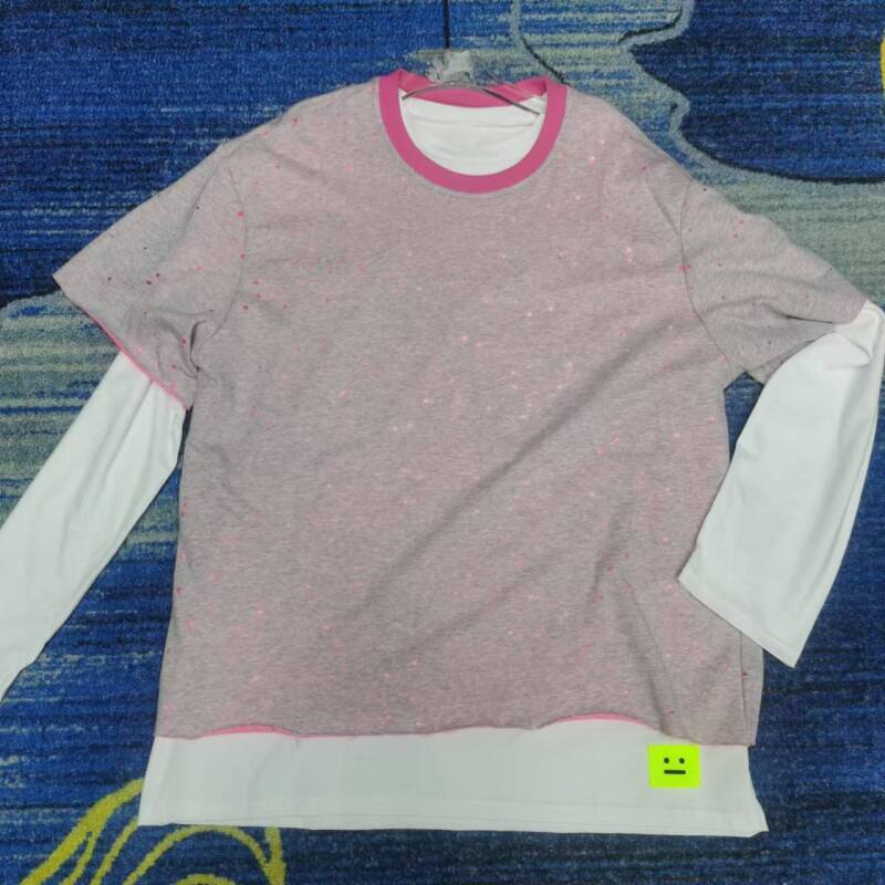 889韩系大码少花破洞两件套