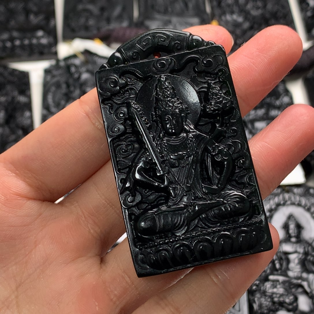 天然缅甸a货钢琴黑挂件