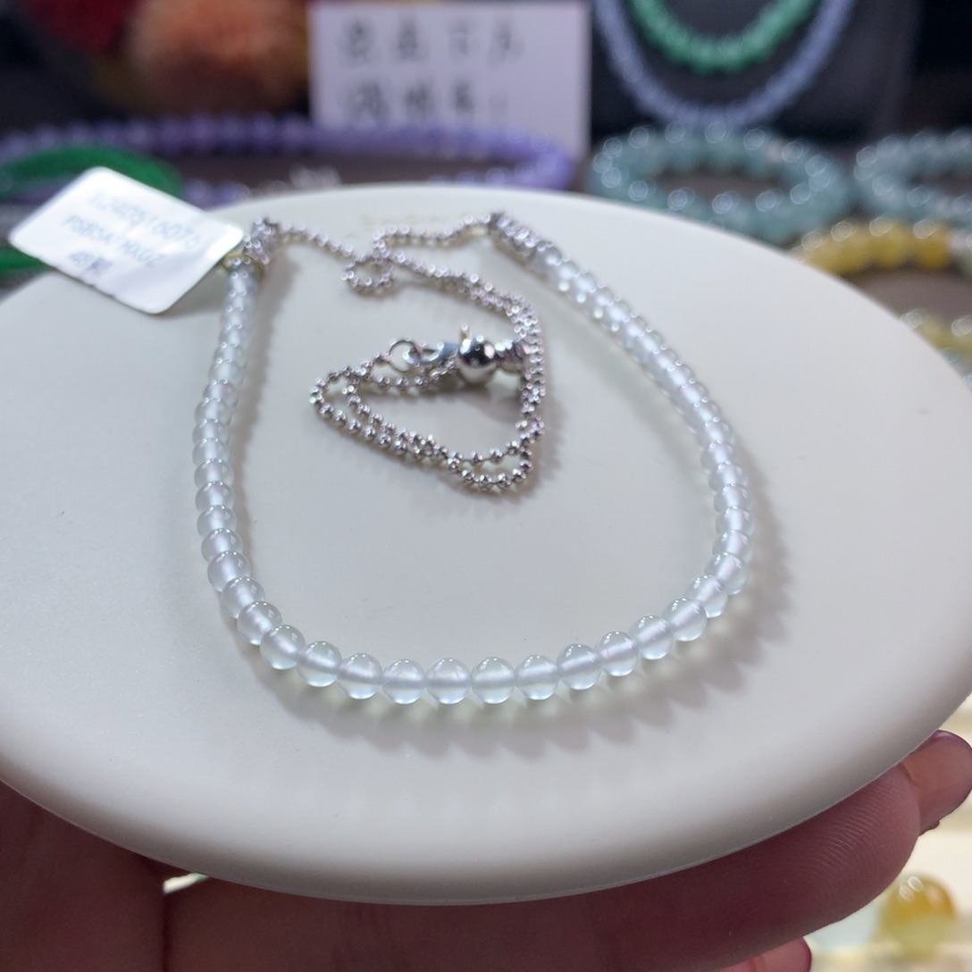 翡翠颈饰未镶嵌翡翠高冰白月光卡3.5+