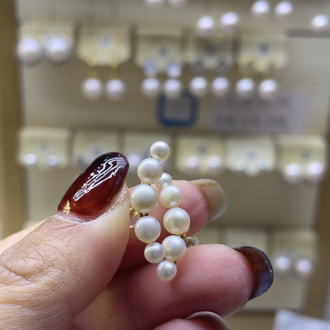 耳饰银S925镶嵌淡水珍珠