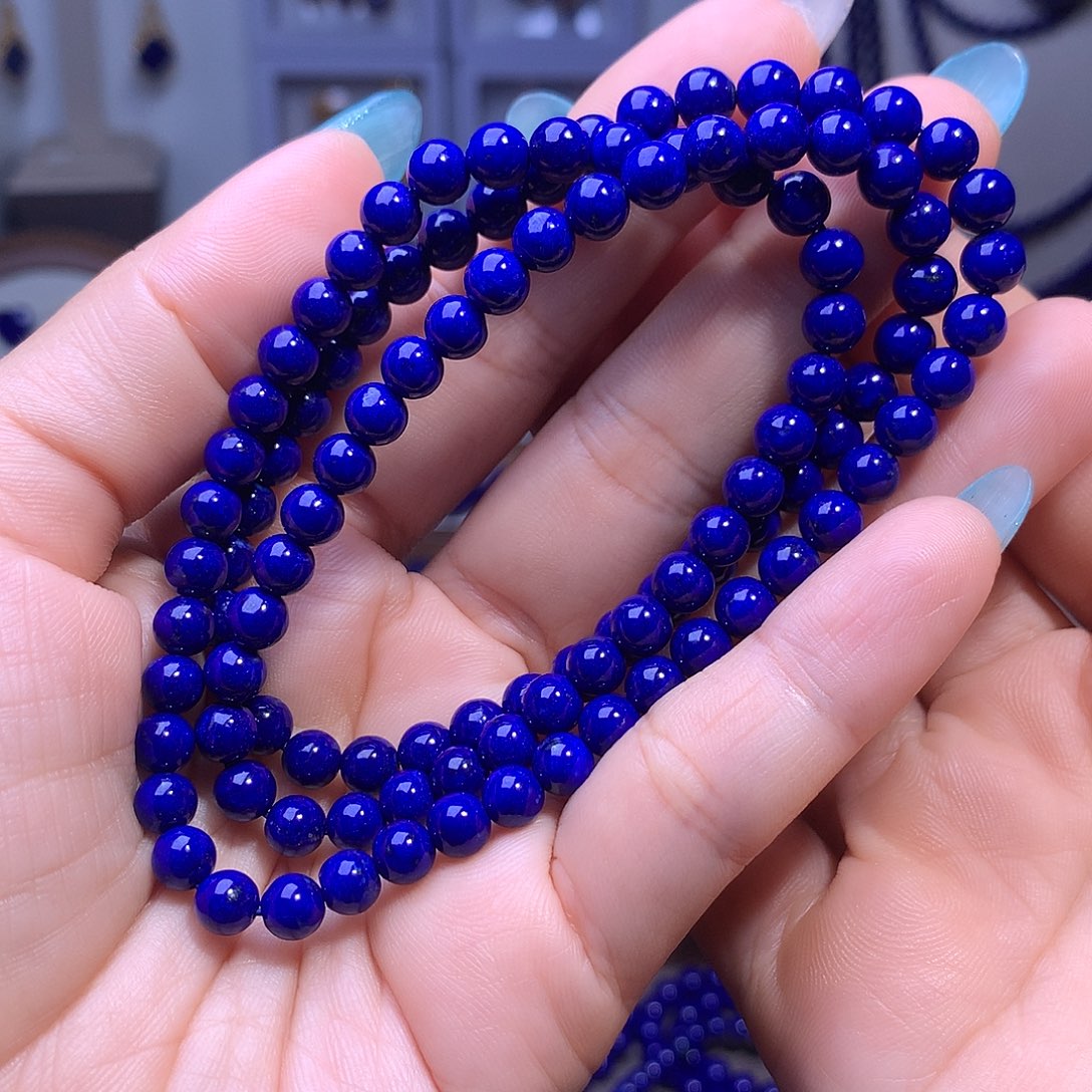 青金石未镶嵌精品漏5.8m多圈长链