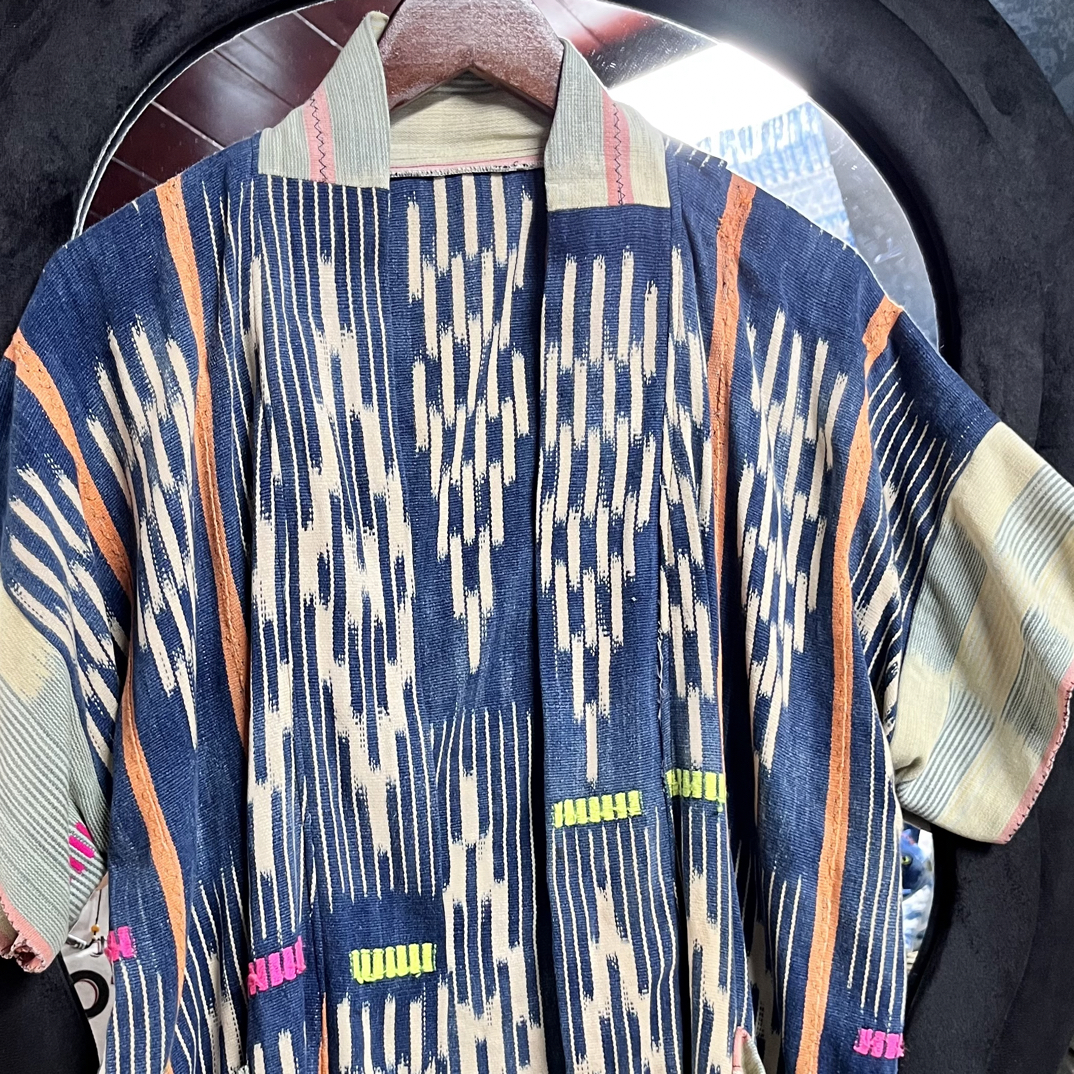 女士中国风秋季休闲夏季潮流条纹老布非洲泥染外套