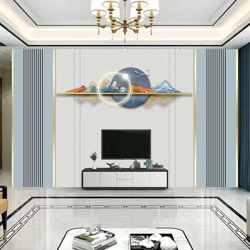 北欧轻奢电视机背景墙壁纸大气8D立体客厅影视墙壁画沙发墙床头背