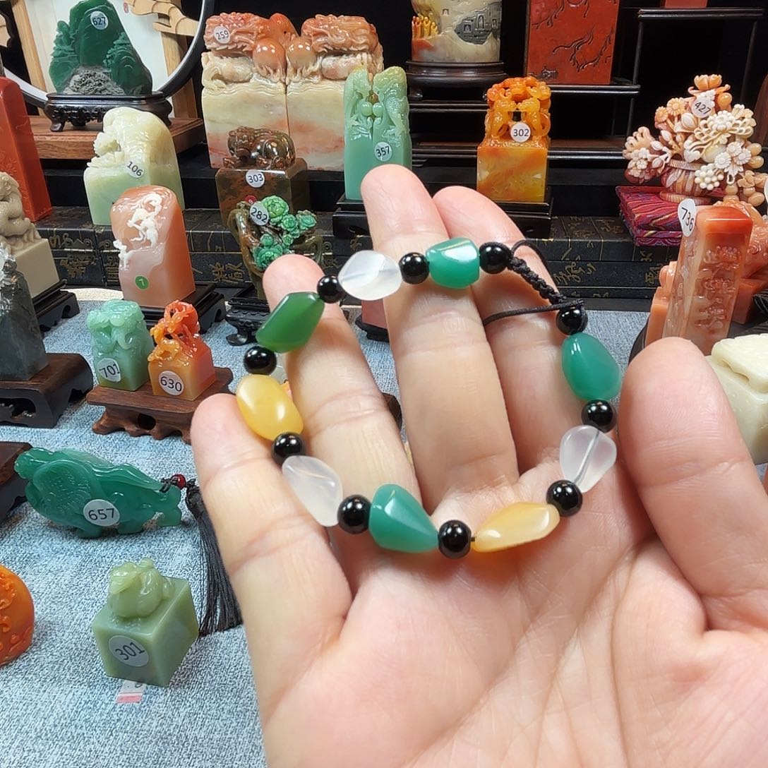 寿山石印石雅安绿8