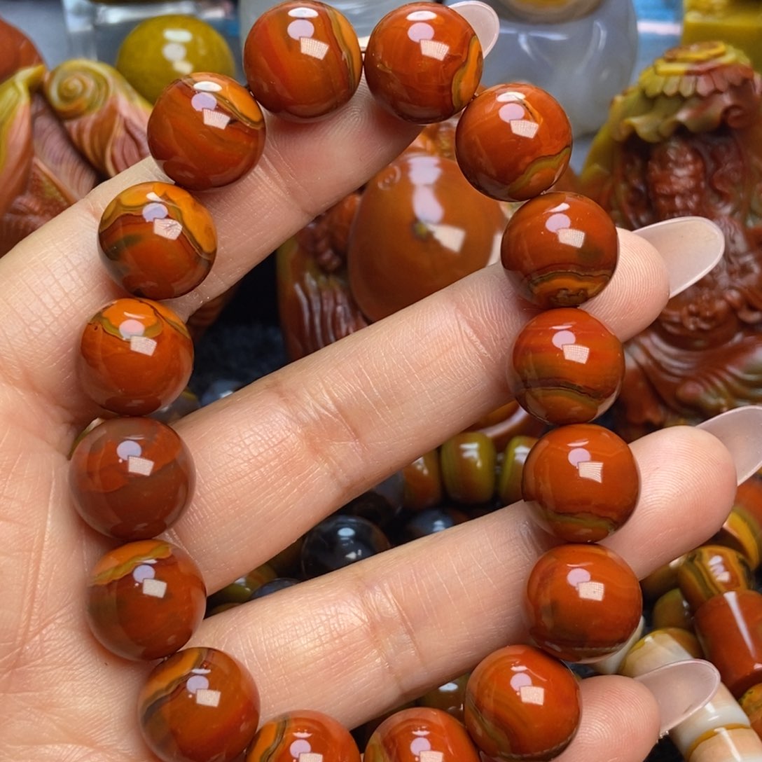 玛瑙/玉髓手链未镶嵌荷战国红