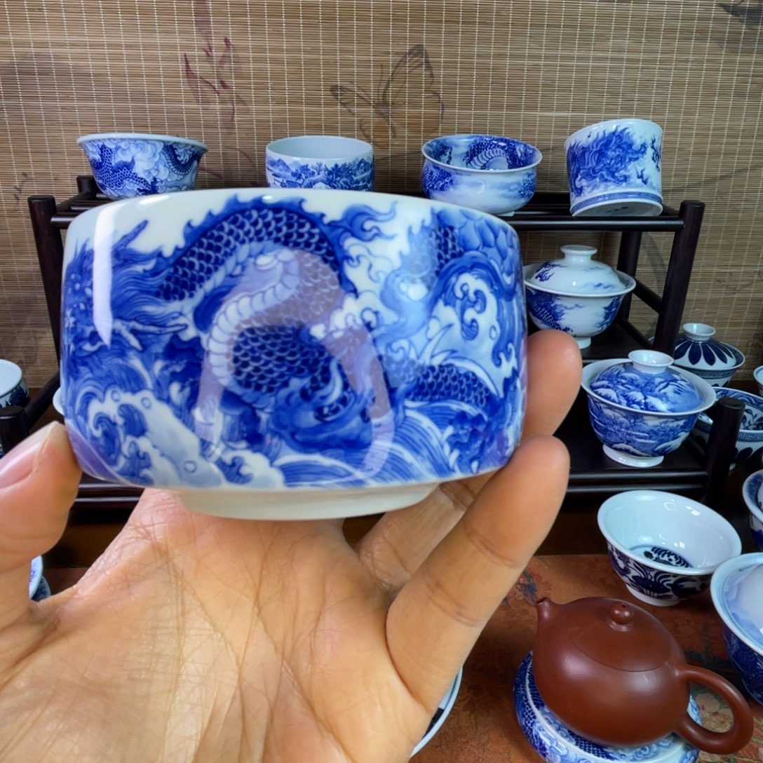 十***方景德镇陶瓷艺术莲花龙禅定杯