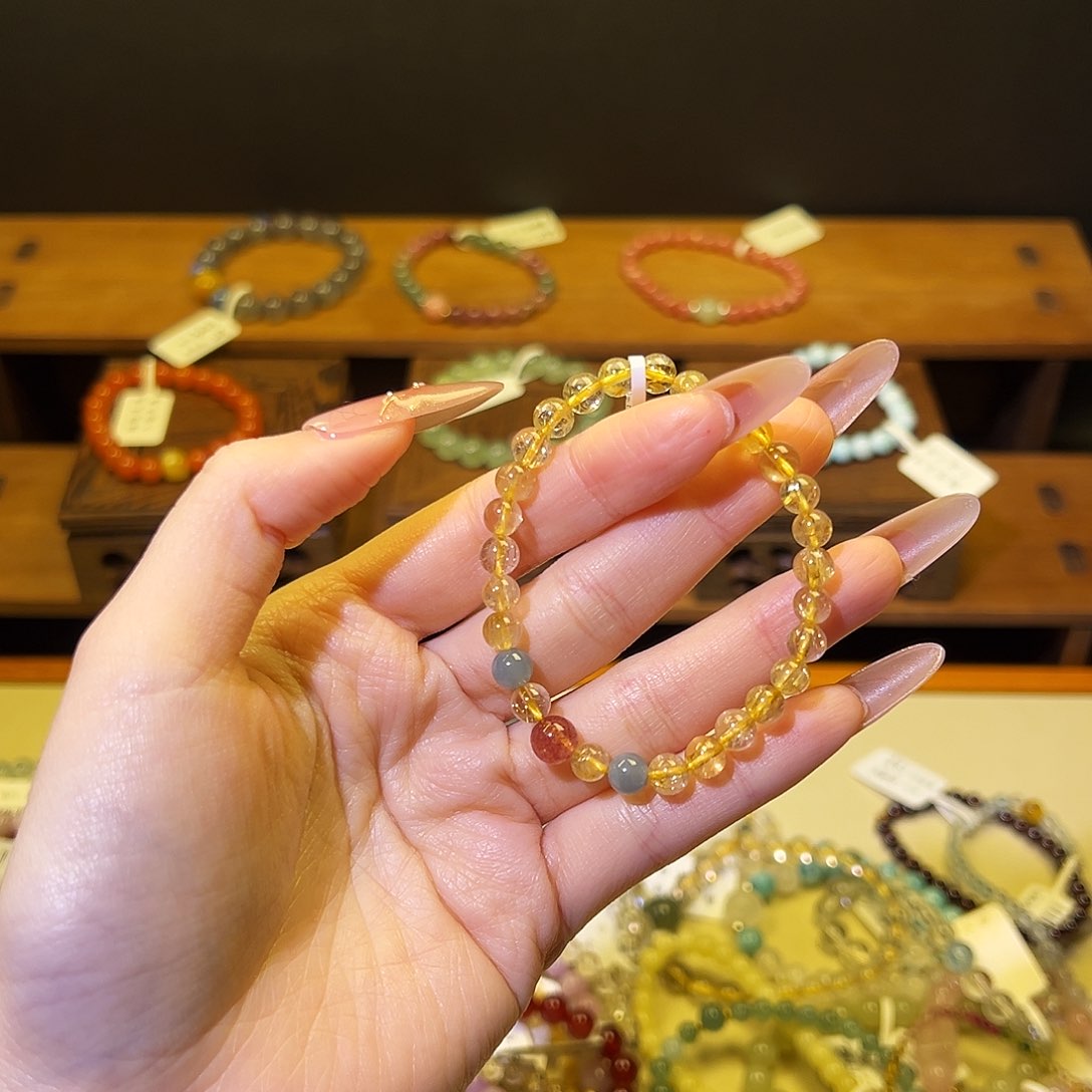 水晶手链银S925镶嵌金发5