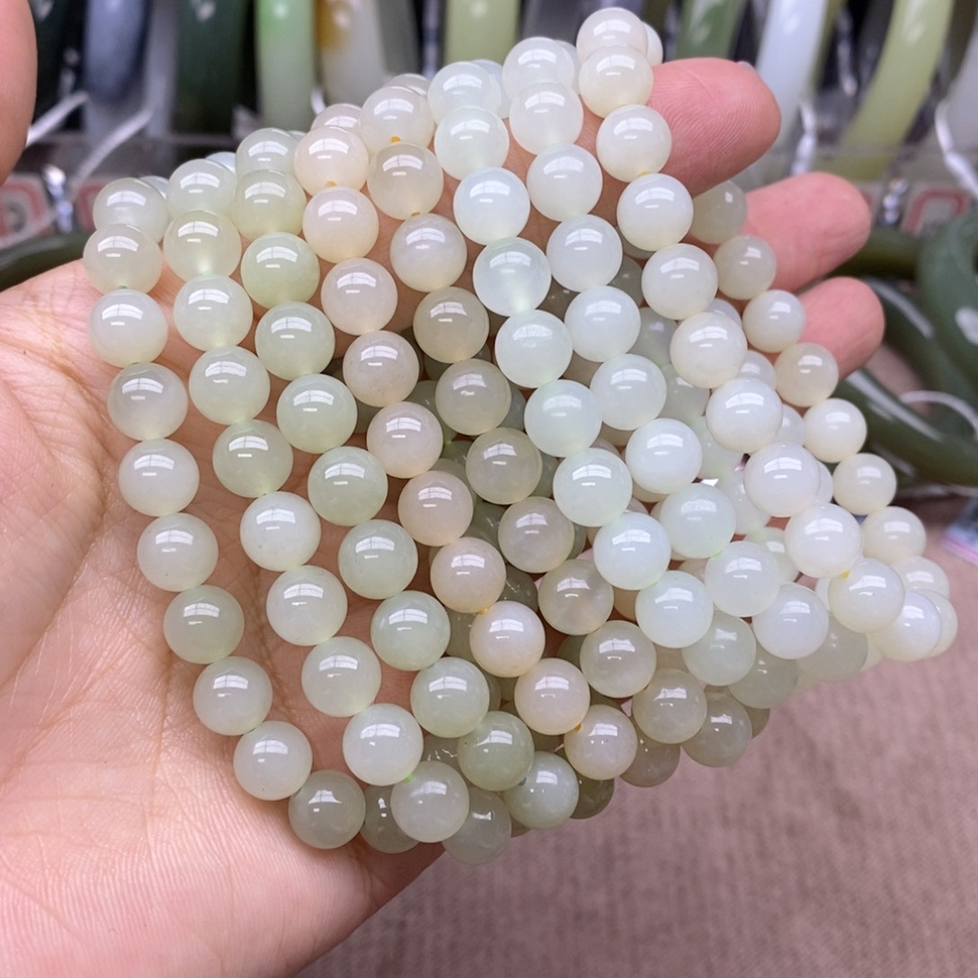 和田玉手串未镶嵌卡8