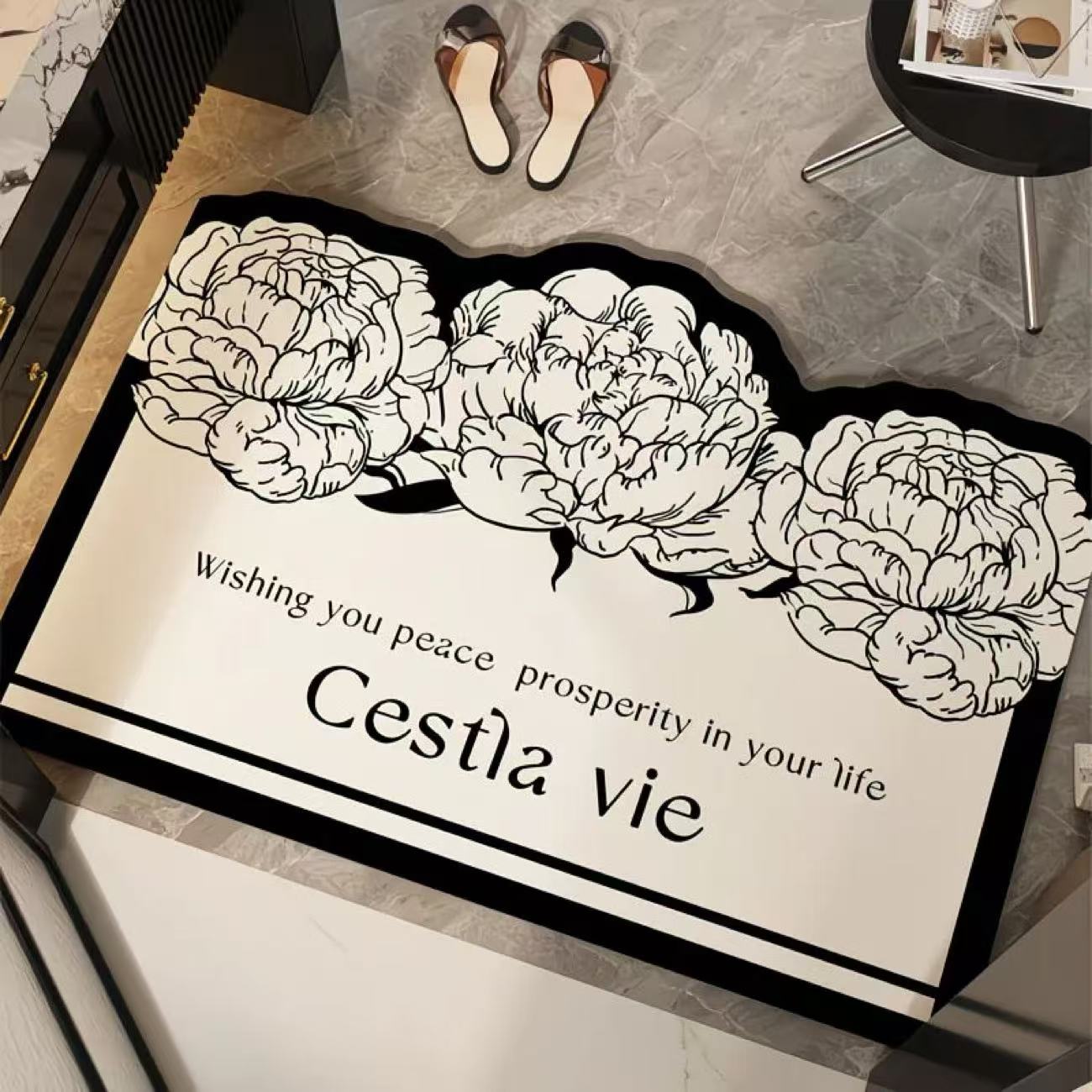 硅藻泥浴室地垫新款花花异形厕所卫生间洗澡地毯吸水防滑加厚垫子