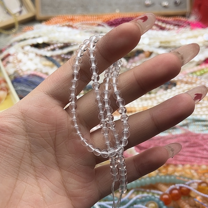 玛瑙/玉髓珠宝半成品未镶嵌一条4.5mm左白水晶