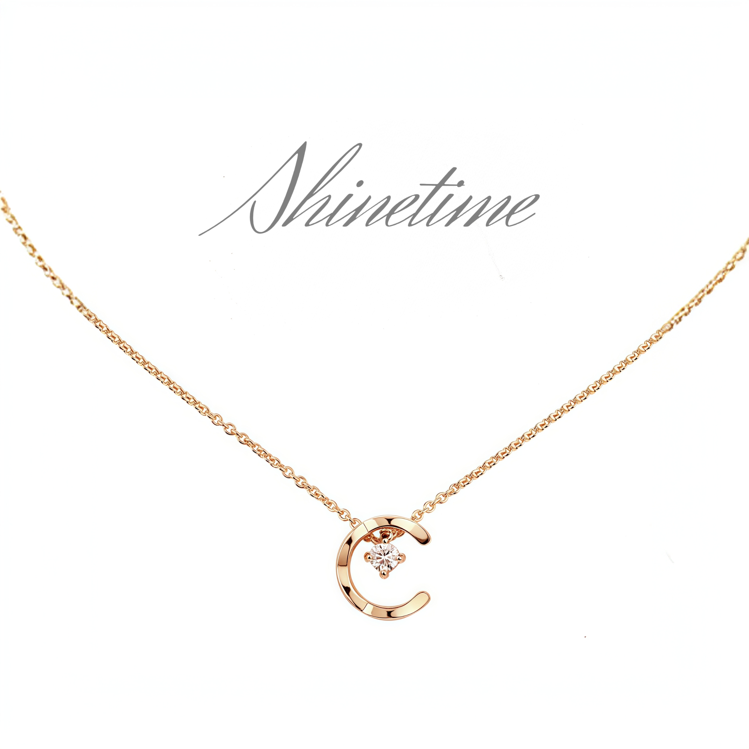 坠链均925银 SHINETIME镀K金星月之恋女款水冰月时尚金色送礼物