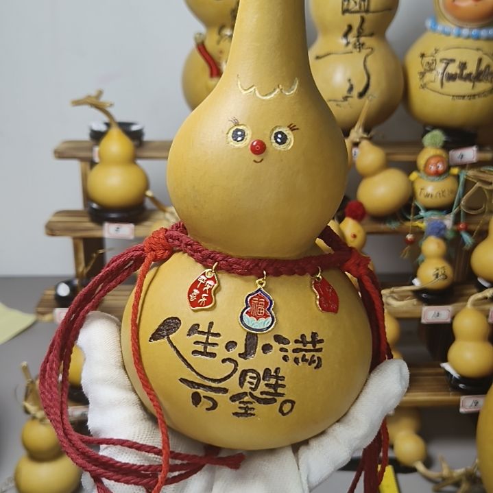 葫芦纯手工制作福禄摆件送底座