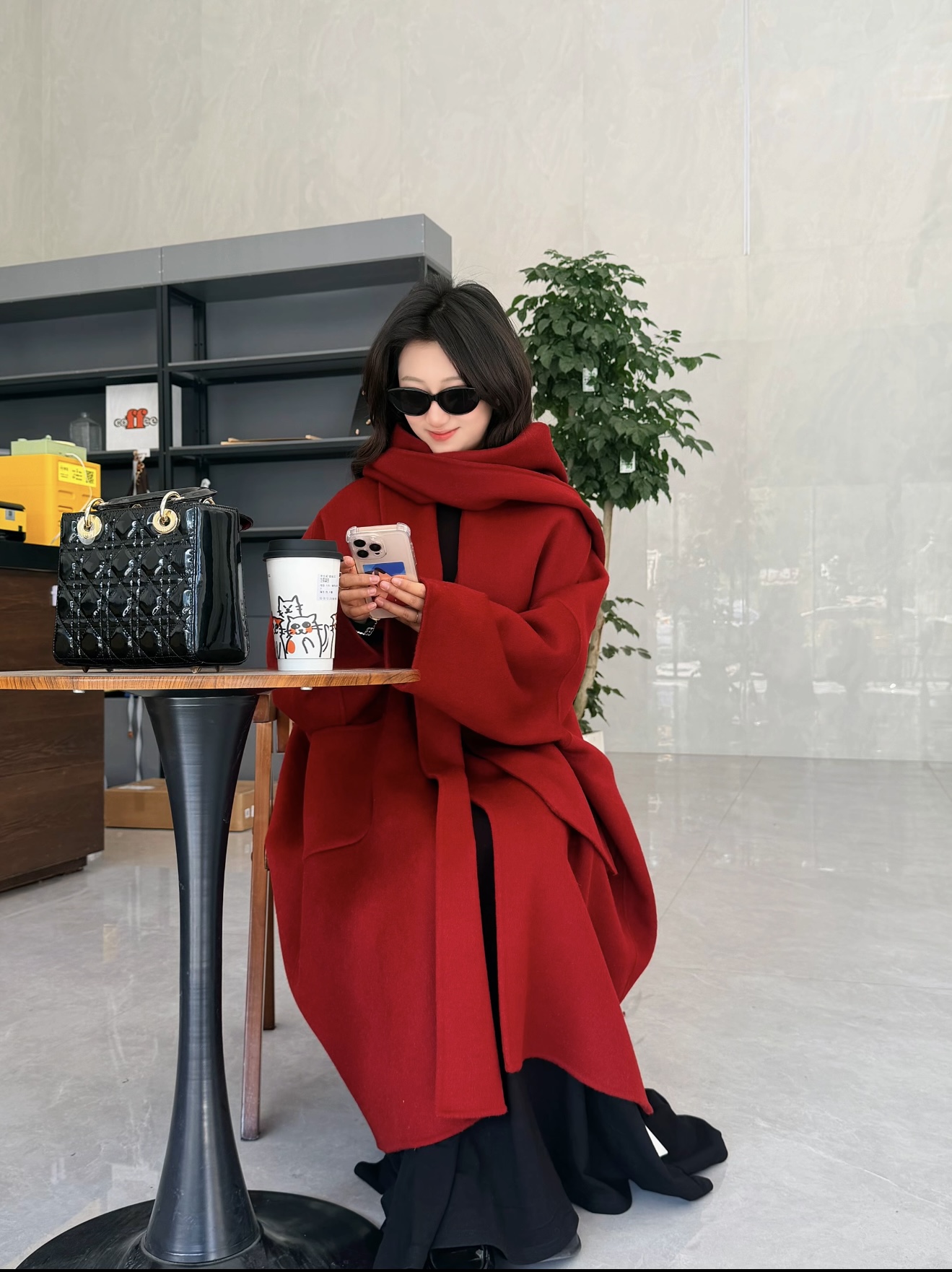 【秋冬上新】宽松气质名媛风时尚百搭双面羊绒大衣外套#202-3