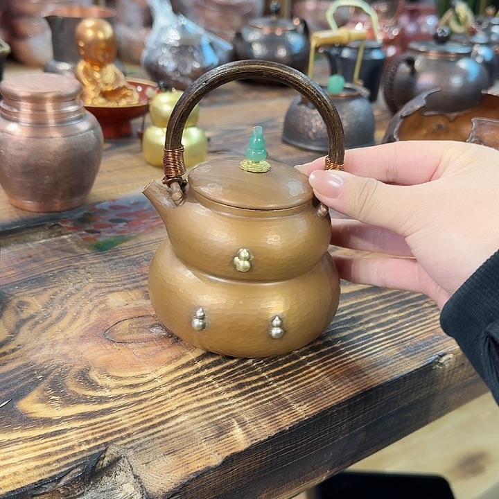 紫铜手工提梁葫芦一张打