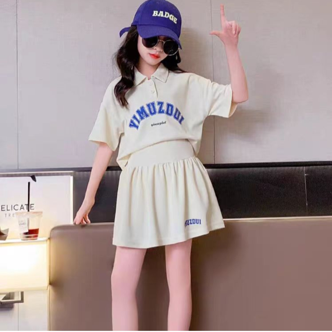 1女童YID裙子两件套POLO领学院风套装【有瑕疵介意慎拍】