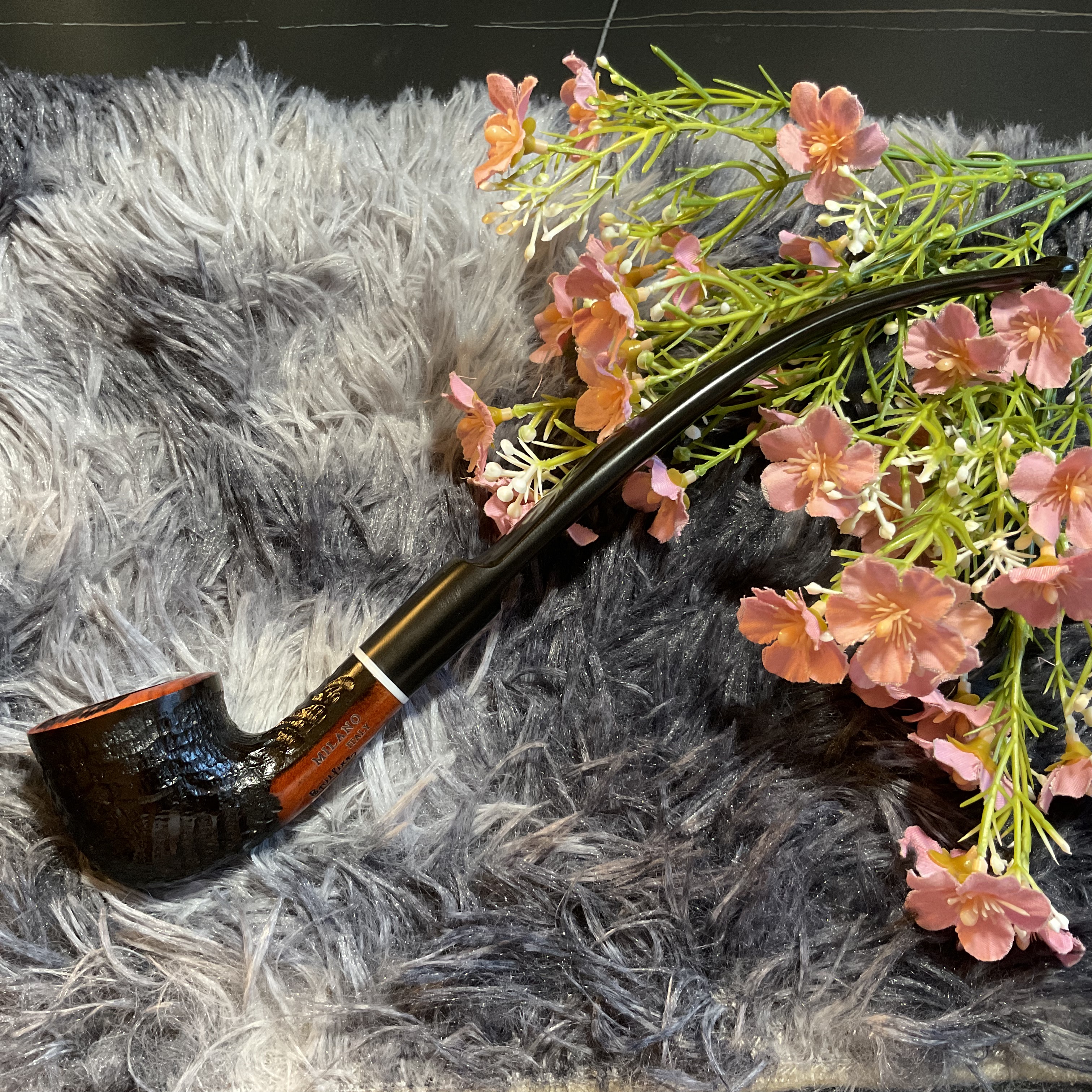 意大利洛伦佐烟斗品牌花式都柏林喷砂阅读弯款烟斗阅读斗
