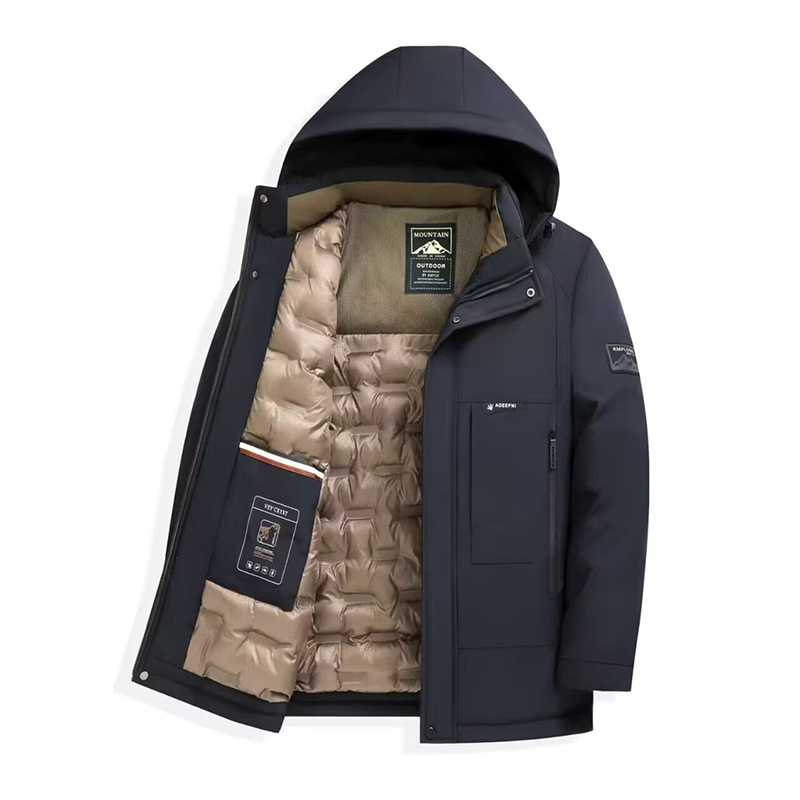 ③【户外棉衣】天鸿男士冬季防寒棉衣时尚保暖外套中长款连帽棉服