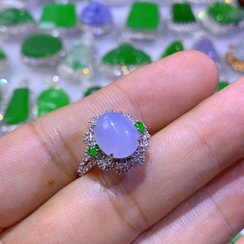 【闪购商品】翡翠挂件18K金镶嵌天然翡翠