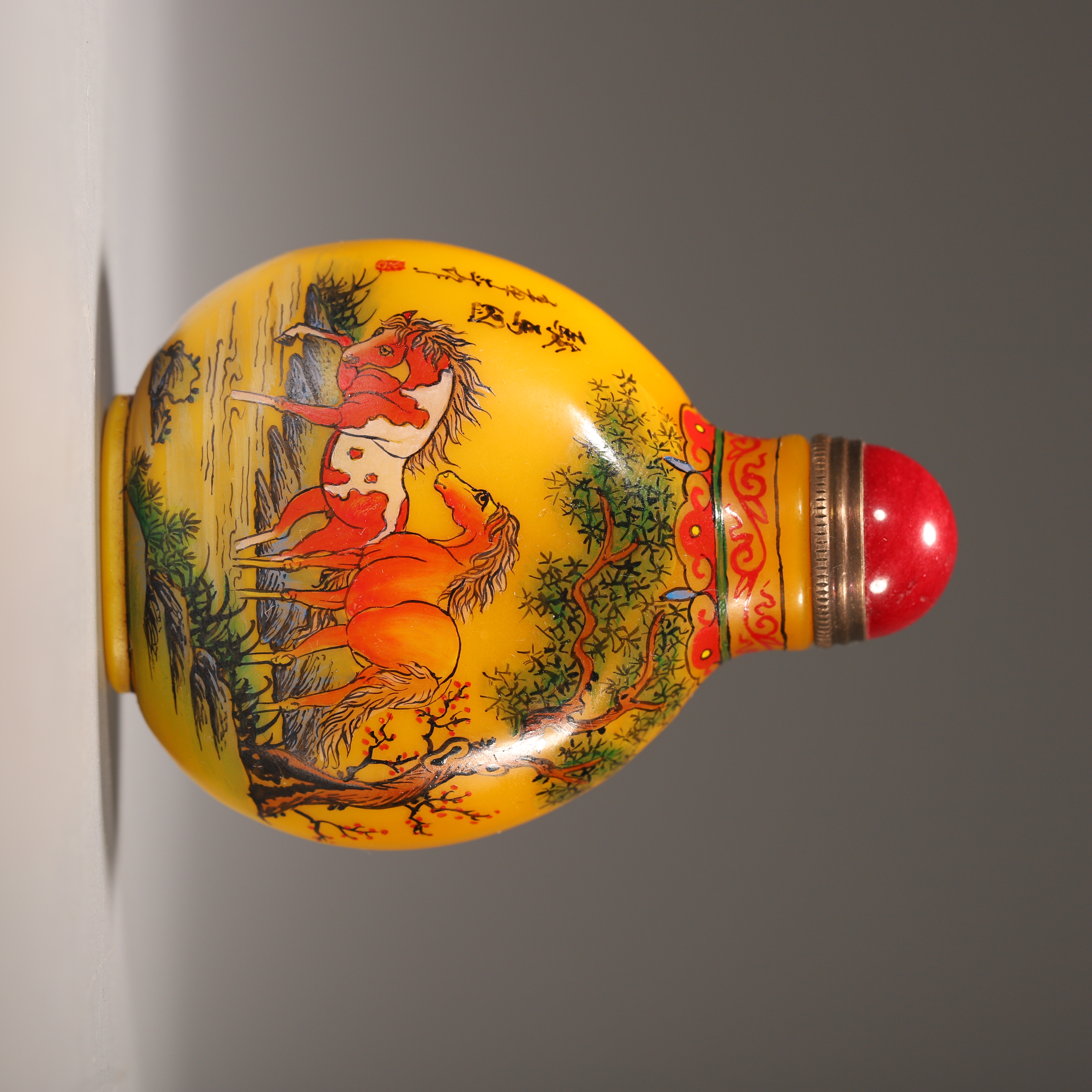 y423/清代 料器彩绘 鼻 烟 壶 【华豫之门甄选】